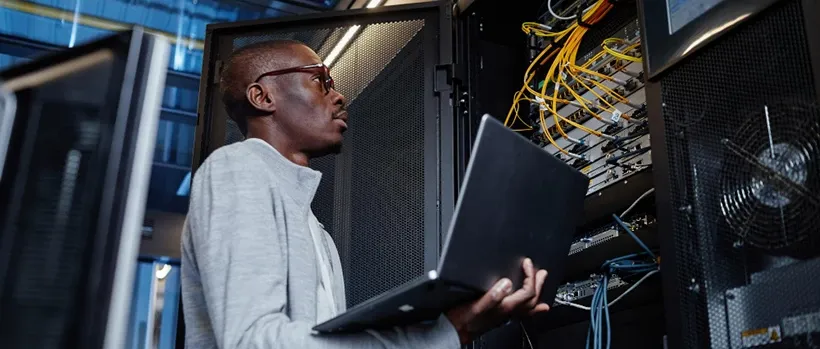 network engineer looking at hyperconverged infrastructure